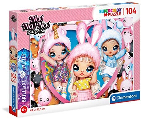 Clementoni - 20185 - Brilliant puzzle - Na Na Na Surprise - 104 pieces - jigsaw puzzles for kids age 6 - Made in Italy, cartoon puzzles