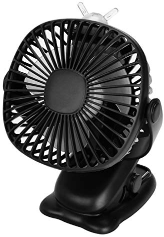 Venforze Clip on Fan, 6000mAh Rechargeable Pram Fan Mini Personal Desk Fan USB fan, 4 Speed 360° Rotation Cooling Desktop Fans for Baby Stroller Pushchairs Offices (Black)