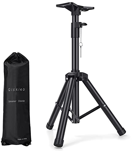 Giskieo Studio Monitor Speaker Stand Adjustable Tripod DJ PA Speaker Stand Professional Tripod Structure, Adjustable Height, Heavy Duty Adjustable PA DJ Speaker Stand 30 to 44 Steel,Carry Bag