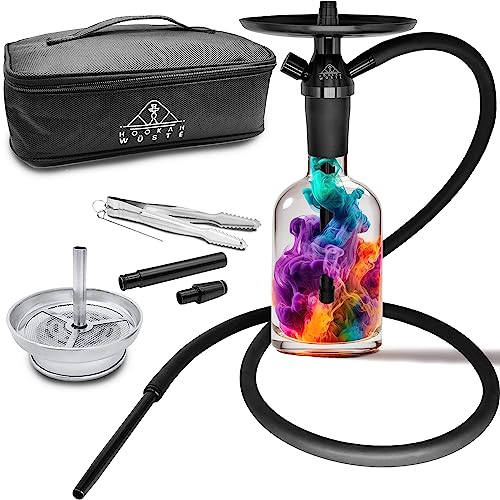 Hookah Wüste® - Premium Mini Shisha To Go - Wasserpfeife mit Tasche und Zubehör - Hookah Shisha Komplett Set - Reise Shisha Set - klein und leicht