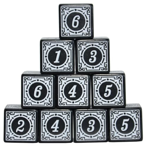 SmartDealsPro D6 Sechsseitige Würfelform, 16 mm, für DND, MTG, PRG, Wow, Tischspiele, Mathematiklehr, 10 Stück (weißer Buchstabe)