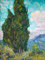 Kunstdruck auf Holz, Zypressen, Van Gogh Vincent, Landschaft, vertikales Bild, Zypressen, Kunstdruck, 107 x 88 cm