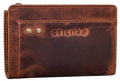 STILORD 'Malio' Kleine Ledergeldbörse und Schlüsseletui mit abnehmbaren Schlüsselanhänger Münzbörse Schlüssel Portemonnaie RFID Blocker Echtes Leder, Farbe:Kara - Cognac