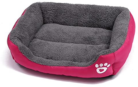 OUYUNKKA Hundebett Hundekissen (S, 43 x 32 cm) Viereckig Rosarot Hundesofa für Mittelgroße und Kleine Hunde und Katzen, Flauschig Weich Katzenbett Katzenkissen Hundebett für Französische Bulldogge