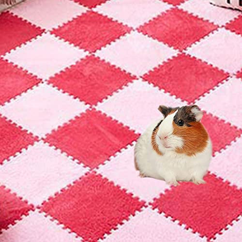 Oncpcare Lot de 10 tapis de couchage lavables et réutilisables en polaire pour cochon d'Inde, 27,9 x 27,9 cm, doux et chaud (rose rouge)