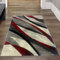 Modern-Abstrakter Konturenschnitt Wellendesign Teppich | pflegeleicht | rot grau Größe 60x100 cm