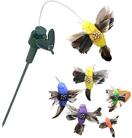 Jardín de mariposas, 2 piezas solar/funciona con pilas voladoras y colibrí, simulación de mariposas, pájaros para jardín, patio, plantas, patio, decoración de paisaje (color aleatorio)