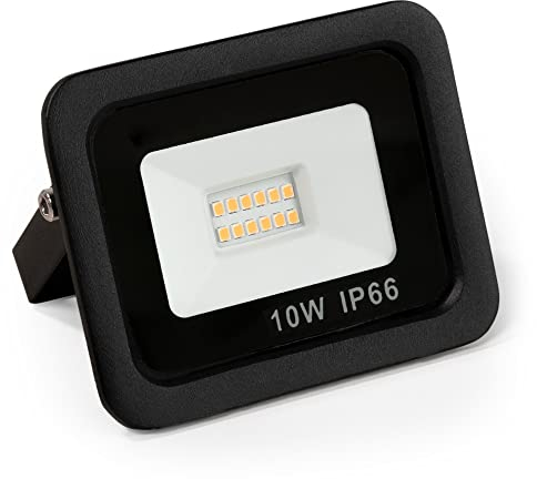 McShine - LED Strahler Außen Scheinwerfer | Slim | Neutralweiß 4000K, 10 Watt, 850 Lumen Außenlampe mit Stativ wasserfest IP66 für Einfahrt, Garage, Terrasse, Gartenweg