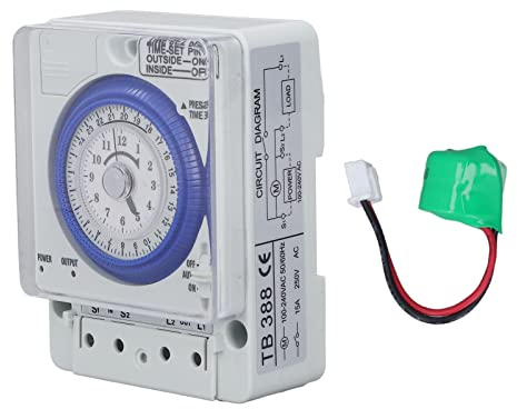Mechanische Zeitschaltuhr, AC 100–240V Analog Timer 24 Stundens 15 Minuten 90 Segmente Hutschiene Zeitschalter für Lampen, Warmwasserbereiter, Bewässerung
