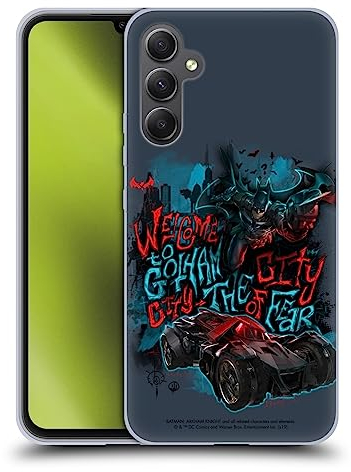 Head Case Designs Offizielle Batman Arkham Knight Willommen in Gotham Grafiken Gel Handyhülle Hülle [Militärischer Schutzgrad] Kompatibel mit Samsung Galaxy A34 5G