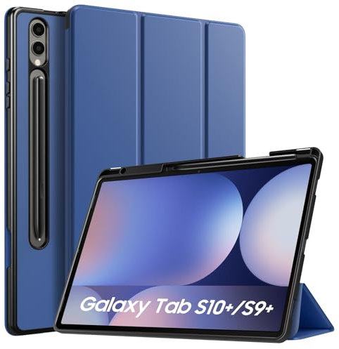 TiMOVO Funda para Samsung Galaxy Tab S10+ Plus 2024/S9 Plus 2023, Funda Protectora Trasera de TPU Suave con Soporte para S Pen para Galaxy Tab S10+/S9+ de 12.4, Auto Activación/Reposo,Azul Marino