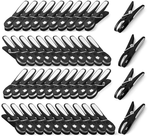 KEPLIN Lot de 48 Pinces à Linge Noires – Pinces à Linge en Plastique Durable avec Ressort Solide et Serrage sécurisé pour Une Utilisation en intérieur et en extérieur – Sûres, inodores et résistantes