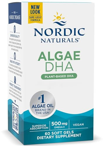 Nordic Naturals, Algae DHA, 500mg Vegan DHA from Algae Oil, 60 Vegan Softgels, Lab-Tested, Vegetarian, Soy-Free, Gluten-Free, Non-GMO