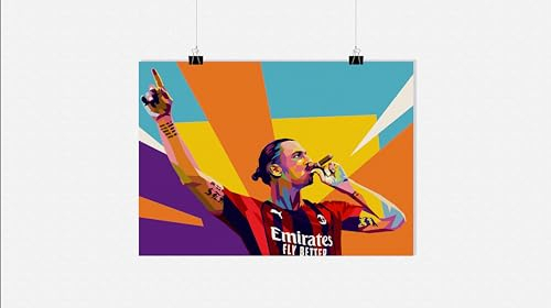 25 Artstreet Zlatan Poster | Zigarren Poster | Porträt einer Fußballlegende | Zlatan Ibrahimović Poster | Fußball-Ikone | AC Milan | Sport-Wand-Dekor (Size 91x61)