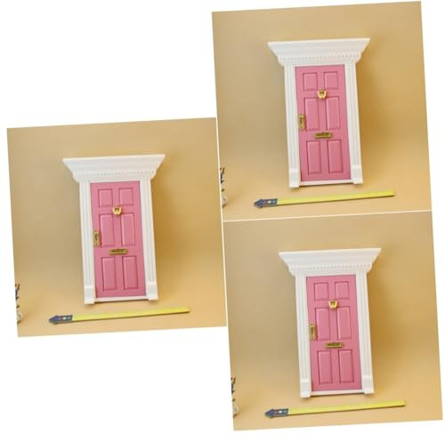 TOYANDONA 3St 1/12 Mini- Miniaturmöbel Außentür aus Holz Möbeltür im Maßstab 1:12 Miniatur DIY Mini- Holztür Puppenhaus hölzerne Tür Zubehör Bambus