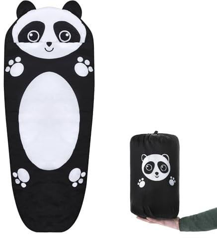 Dutch Mountains Kinder Schlafsack Panda - Schlafsack Jungen und mädchen 170 x 70cm - Weich und Leicht - Aufbewahrungstasche