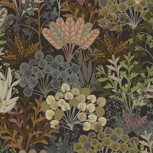 Fiula Papel Pintado Autoadhesivo Hojas 41 x 300 cm Papel Pintado Vintage Marrón Verde Papel Pintado Adhesivo Película Adhesiva Muebles Vinilo Papel Pintado de Pared Papel Pintado de Flores Salón Dorm