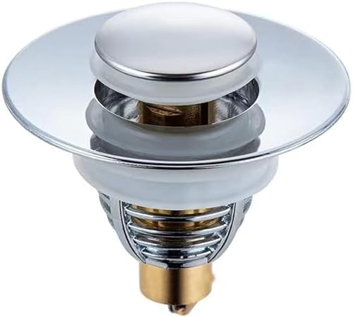 JIGSAWTOY YAW Bouchon de Vidange Universel, Pull Type, Accélère Le Drainage sans colmatage, Acier inoxydable et Laiton, Argenté, pour Baignoire, Cuisine, Lavabo (Orifice de Vidange 32-42mm)