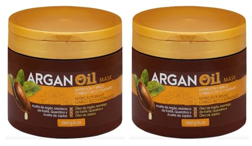 Argan Oil Maske, trockenes und strapaziertes Haar, 2 Stück, 400 ml, insgesamt 800 ml. Deliplus
