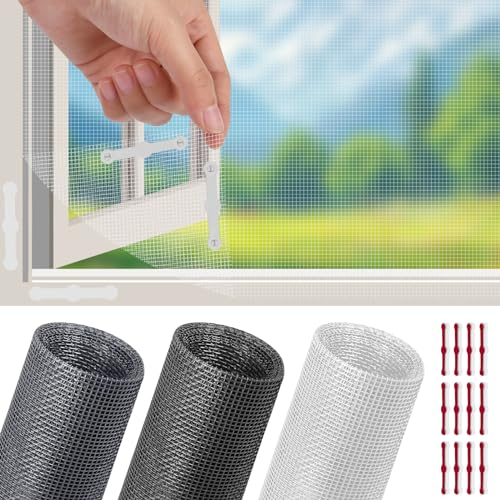 Flintronic Zanzariera Universale Finestra, 1.5 x 1.8m Zanzariera Tagliabile per Finestra, con 12PC Finestra Clip, Resiste ai Raggi UV Anti Insetti Zanzariera, per Finestra e Porta Zanzariere(Bianco)