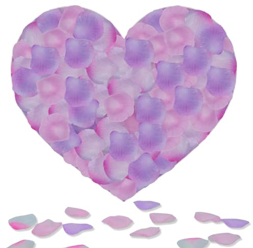 Keepsweat Rose Petals, 1200 Pcs Pink White Purple - Silk Rose Petals for Wedding Party Decoration