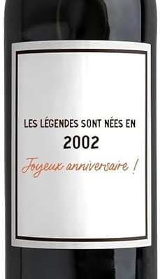 CADEAUX.COM - Bouteille De Vin Rouge Message Générique Année 2002 Personnalisé Bordeaux AOC - Cadeau Personnalisable - Cadeau Anniversaire - Cadeau Homme et Femme - Cadeau Année