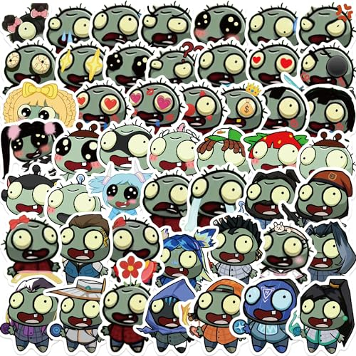 50 Stück Zombie Aufkleber Niedliche Wasserdicht Zombie Meme Aufkleber für Skateboard Scrapbook Laptop Auto Fahrrad Gepäck Motorrad,Vinyl Trendy Cartoon Horror Aufkleber für Erwachsene Jugendliche