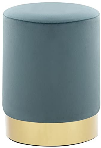 LAPOOH Hocker, Sitzhocker, Fußhocker, Sofahocker, Fuß Hocker, Couch Hocker, Stool, Footstool, Hellblau und Golden Samt