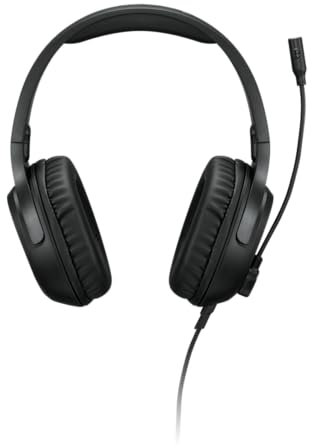 Lenovo H110 Wired Gaming Headset - 3.5mm Connection, Omni-Directional Microphone, Breathable Ear Cups, Built-in Volume Wheel - Black