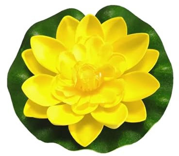 Water Lily Piscine Feuille de Fleur Artificielle de Lotus Flottante, 10cm, Fausse Plante de Lotus, nénuphar réaliste, Micro Paysage for décor de Jardin d'étang(10cm Yellow)