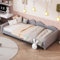 Ctastay Schlafsofa Polsterbett 90x200 cm, Bett Sofabett Tagesbett mit Rausfallschutz, Einzelbett Gästebett Jugendbett mit Lattenrost, Grau (Ohne Matratze)
