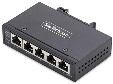 StarTech 5-Port Industrie Netzwerk Switch (I51G-ETHERNET-SWITCH) | Hutschiene und Wandmontage, Gigabit LAN, 1Gb, IP30, 9-60 VDC, lüfterlos