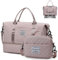 Quirkademy Reisetasche Damen, Sporttasche Groß mit Schuhfach & Nassfach, Wasserdicht Weekender Handgepäck Tasche mit Kosmetiktasche, Trainingstasche Schwimmtasche Duffle Bag Saunatasche (Bohnenpaste)