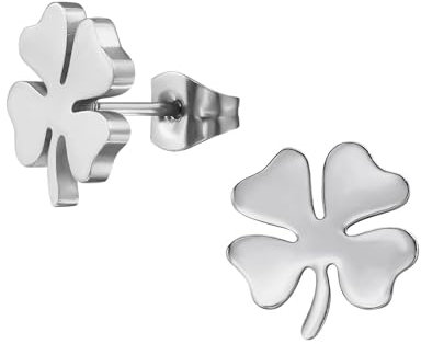 Monkimau Kleeblatt Kinder Ohrringe Chirurgenstahl | Edelstahl Hypoallergen Kinderohrringe | Mädchen Schmuck Geschenk Geschenkidee