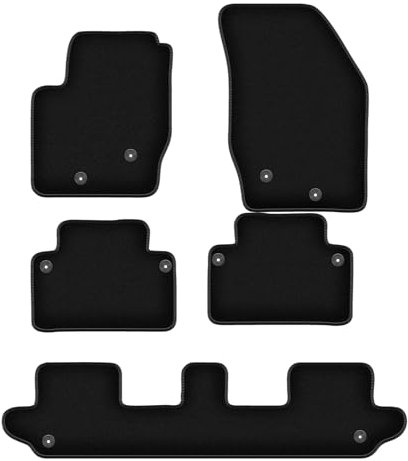 Wielganizator Velours Fußmatten passend für Volvo XC90 I (2002-2014) | Qualität: Basic - Genaue Passform, rutschfeste Untregrund 6-teilig - Schwarz