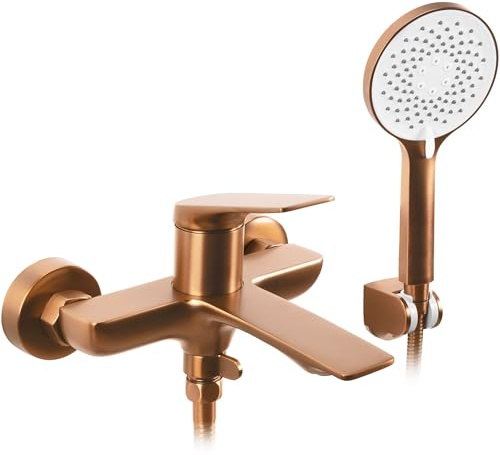 Rea Badewannenarmatur mit Handbrause Avalon Brushed Copper, Komplettset, modern - 18,5X18,5X24CM