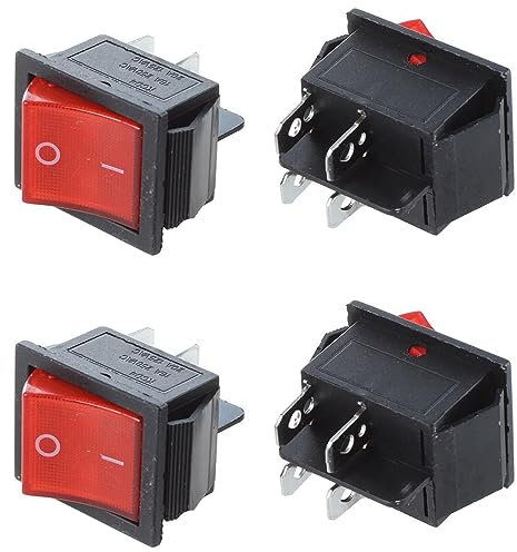 Remingtape 4 Stueck Kcd4 Dpst On-Off 4-Pin Wippschalter 15A/ 20A Ac 250V/ 125V