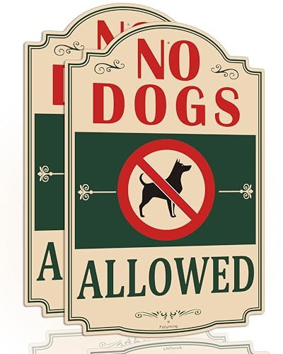No Dogs Allowed Sign, 12x8 Inches, 2-Pack, Waterproof Aluminum, Metal Reflective，Sturdy Rust Aluminum Waterproof Easy to Install