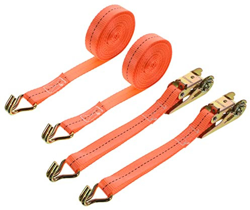 Hemobllo 4 Piezas Cintas de Amarre Pesadas con Tensor de Ratchet para Transporte de Carga Camiones Trailers y