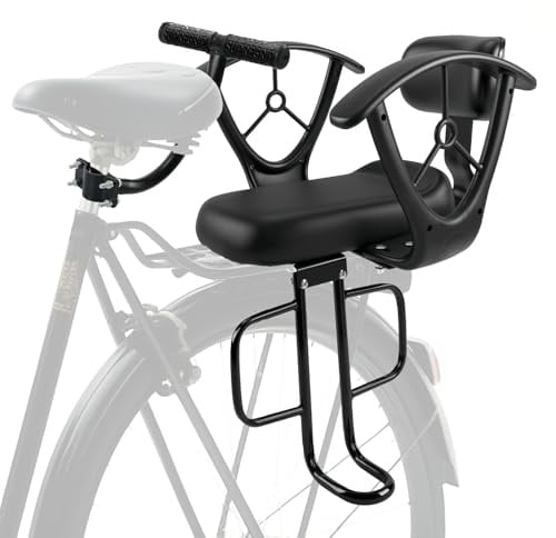 Honeyhouse Rear Child Bike Seat With Handrail, Adjustable Child Back Mounted Bicycle Seat with Safety Armrest and Foot Pedals, Bike Safety Back Seat for Child Toddler Age 2 to 6