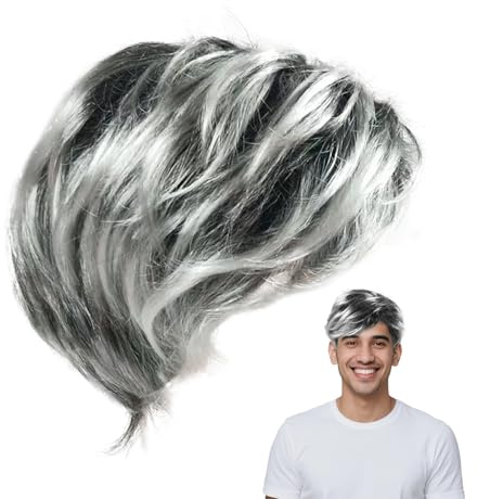 Opa Perücken, grau Herren Perückens, Lustige Alter Mann Kostüm Perückens Wissenschaftler Professor, Accessoires für Halloween Karneval Partys Rollenspiele Party, Bühnenauftritte