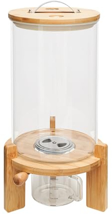 ATIVLB Distributeur de céréales - Récipient en verre transparent - Avec verre doseur - Couvercle - Pour riz, farine, noix, grains de café, bonbons, céréales