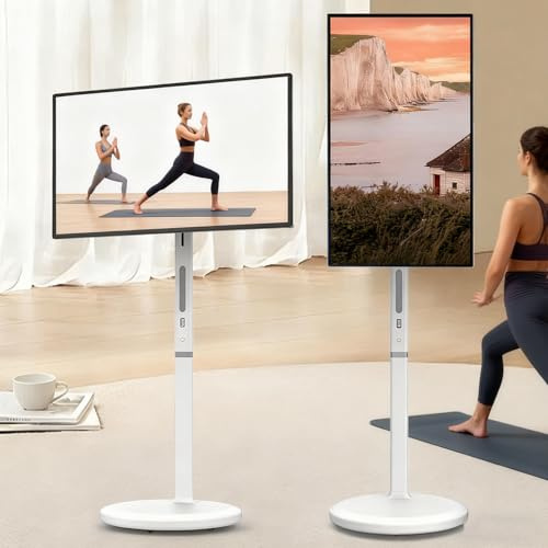 Naturalpowev Monitor Smart Portatile Touch 27/32 Pollici con Schermo Rotante, TV Portatile con Piedistallo, Android OS 13, Autonomia 5-8 Ore, Telecomando, HD Ready 1080P 27inch