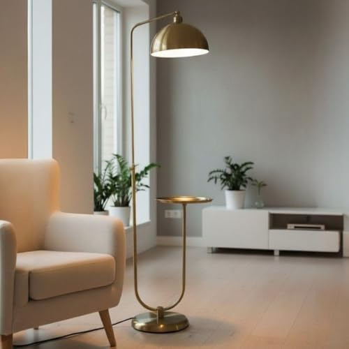 bamyum Gorkiede Metall Moderne Stehlampe mit Ablage Wohnzimmer, Schlafzimmer, Kinderzimmer mit E27 Fassung, 30 cm Breit, Stehleuchte Antikes Kupferfarbe