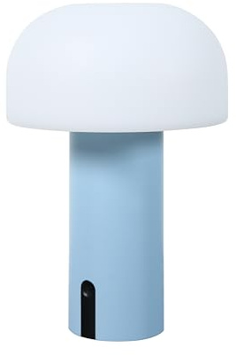 LUUK Studio LED Tischlampe, Pilz lampe, kabellos und portabel, dimmbar per Touch, wiederaufladbarer Akku, für drinnen & draußen, IP44 spritzwassergeschützt, dekorative Designer Leuchte, Blau