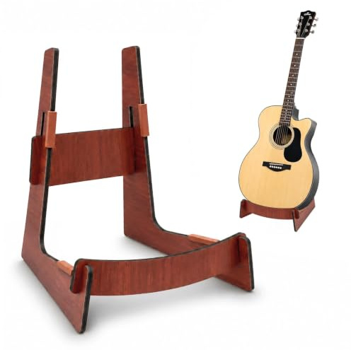 Ehanfus Support Guitare Sol en Bois, Détachable Cadre L Stand Guitare | Pied de Guitares, Accessoire Guitare pour Guitare Acoustique, Classique Électrique, Basse, Ukulele, Violon, Banjo (Rouge)