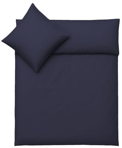 Julido Jersey-Bettwäsche-Set und Kissenbezug, 100% Baumwolle (Oeko-TEX). 2-teiliges Bettwäsche-Set mit Reißverschluss, ultraweich und atmungsaktiv (Marineblau, 155x220cm)