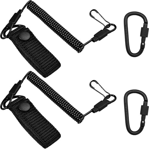Gxdamxz 2 Stück Spiralkabel mit Karabiner, Schlüsselband Ausziehbar mit Gürtelschlaufe, Elastisches Set für Schlüssel & Werkzeuge, 2pcs Tactical Lanyard with Carabiner