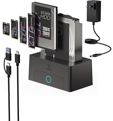 ICY BOX DockingStation 2,5/3,5/M.2 NVMe USB 3.2 Gen 2 Spade Dock 1123 | 2,5, 3,5 HDD/SSD sowie M.2 NVMeUSB 3.2 Gen 2 (10 Gbps) zum HostUSB-C zu USB-C/-A Kabel inklusive