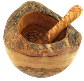 D.o. m. de mortier rustique en bois d'olivier 14 cm